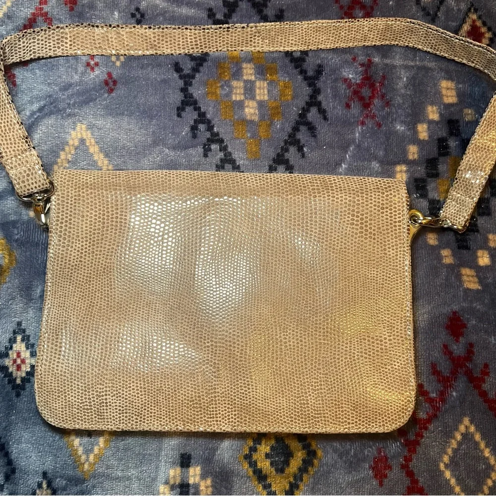 Van Eli Clutch Purse Handbag Faux Suede Snakeskin Pattern